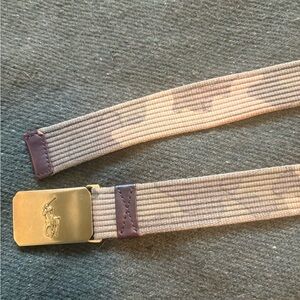 Ralph Lauren Green Camo Webbed Belt with Brass Polo Buckle